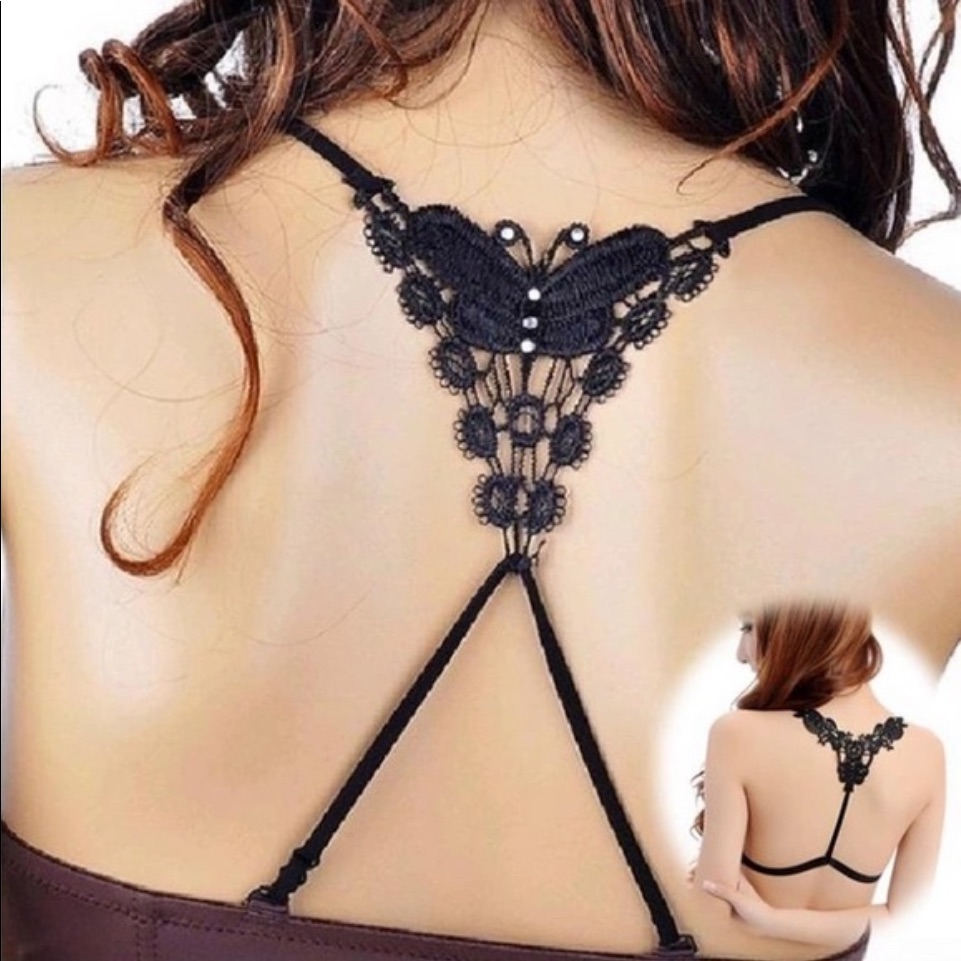 Bundle Of 4 Black Butterfly Bra  Straps